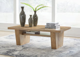 Bay Furniture Gallery - Ashley Furniture - Kristiland Coffee Table - Rectangular Cocktail Table / Light Brown - T674-1